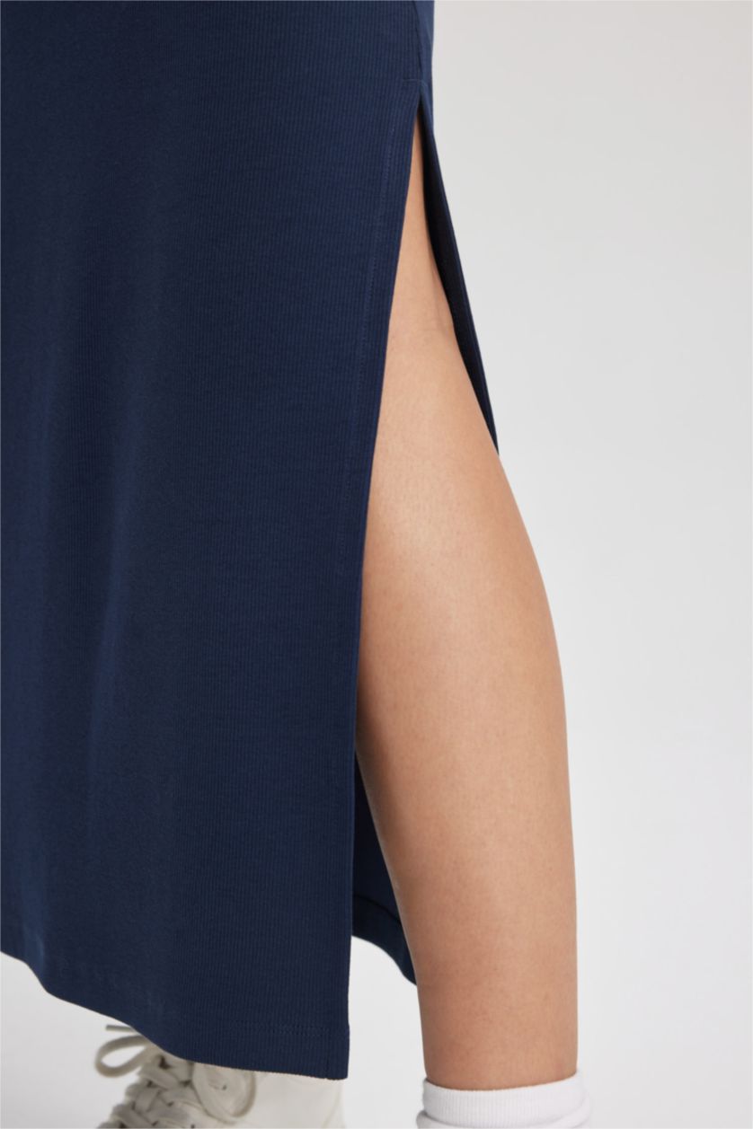 WOMAN NAVY Slim Fit Camisole Maxi Knitted Skirt