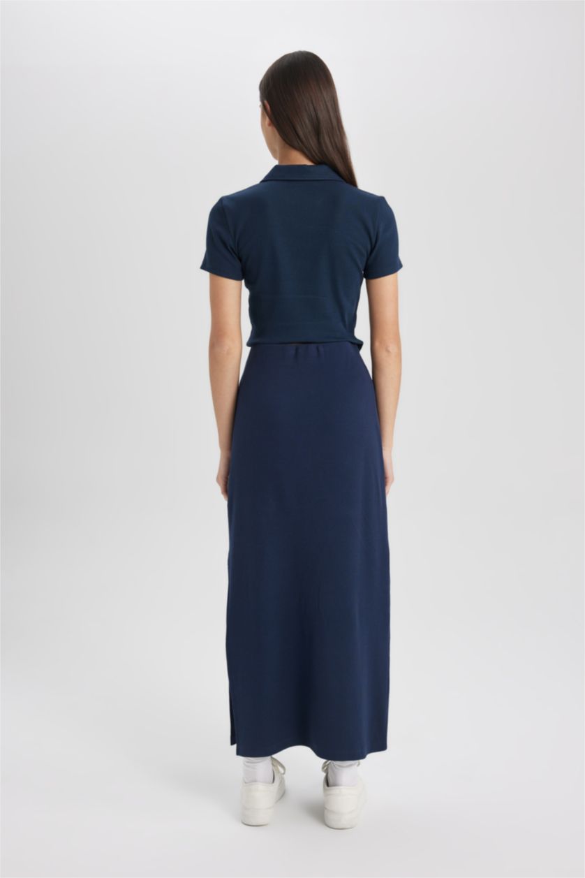 WOMAN NAVY Slim Fit Camisole Maxi Knitted Skirt