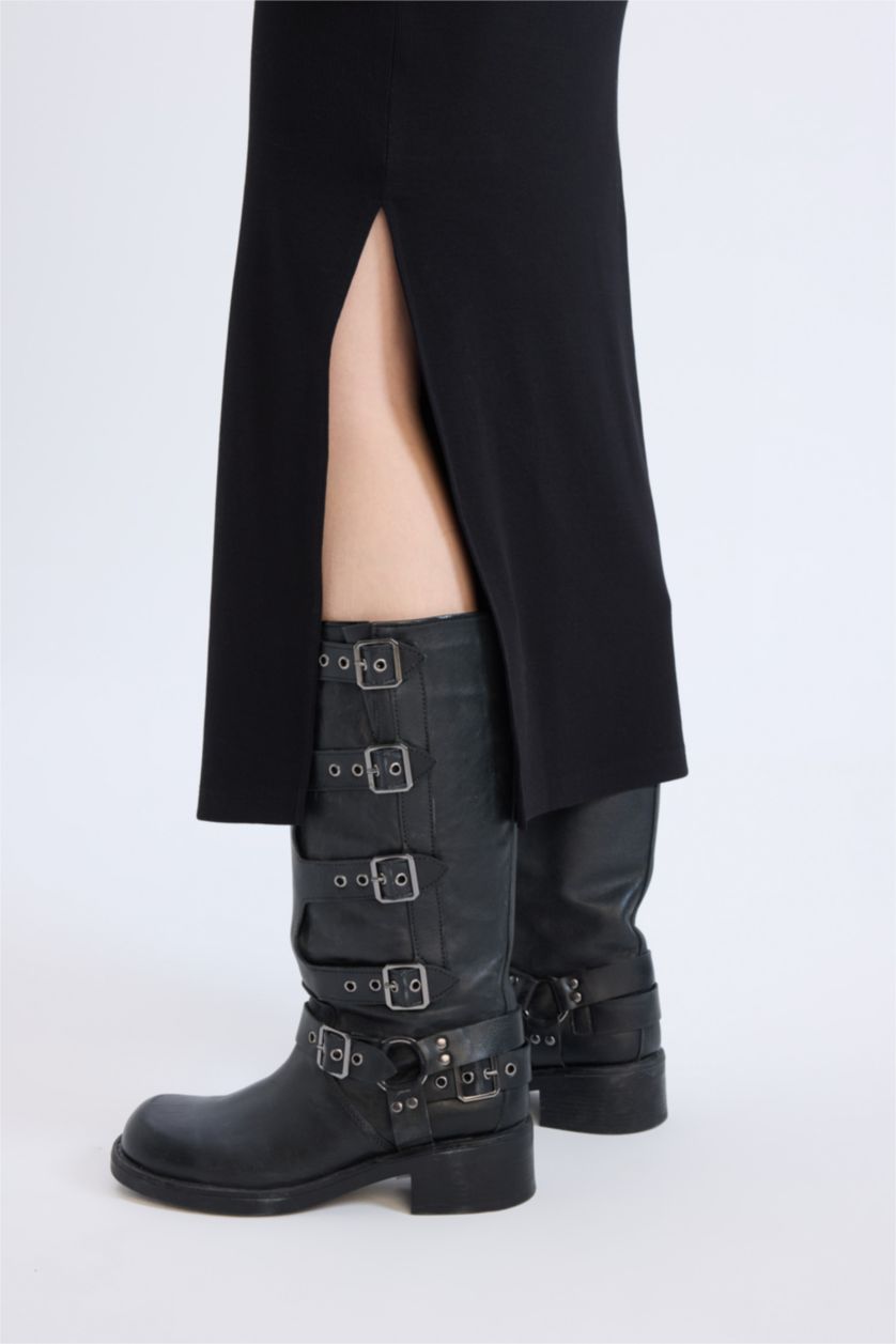 نساء أسود فستان طويل مضلع نص ردن بوديكون بياخة مستديرة