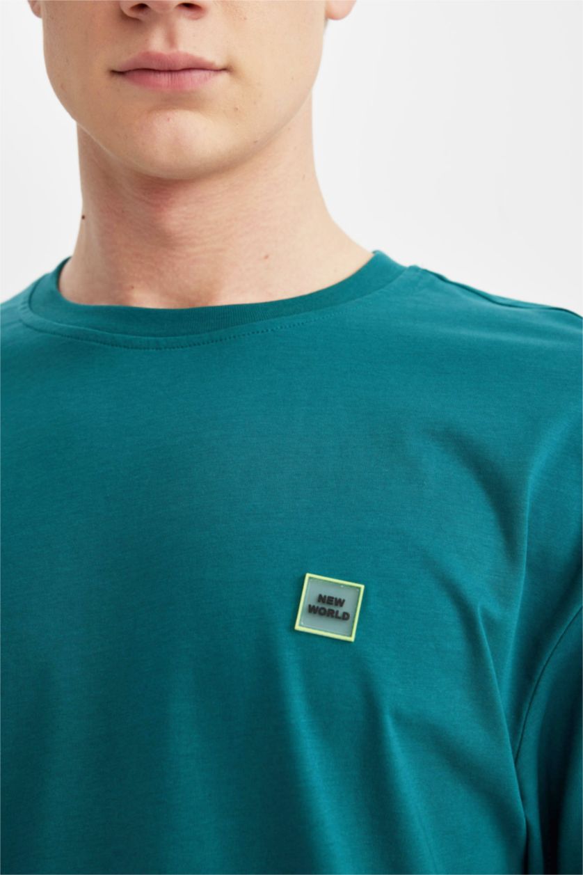 MAN Dark Green Comfort Regular Fit Crew Neck Back Printed T-Shirt