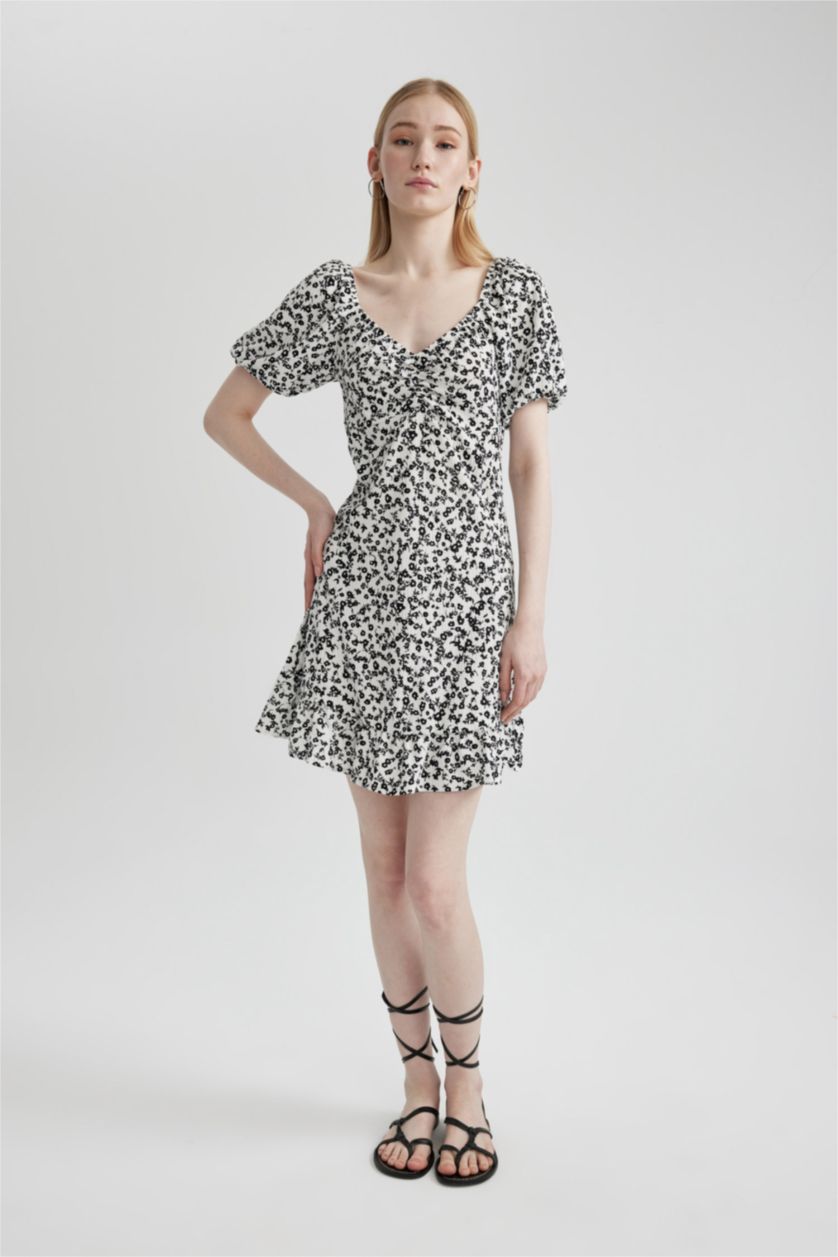 حريمي أسود فستان نص كم قصير بقصة A