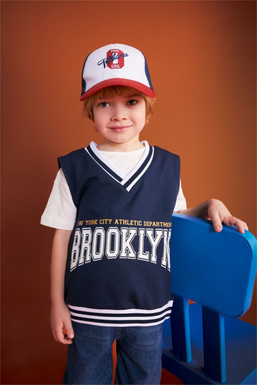 BABY BOY NAVY Baby Boy V-Neck Printed Vest