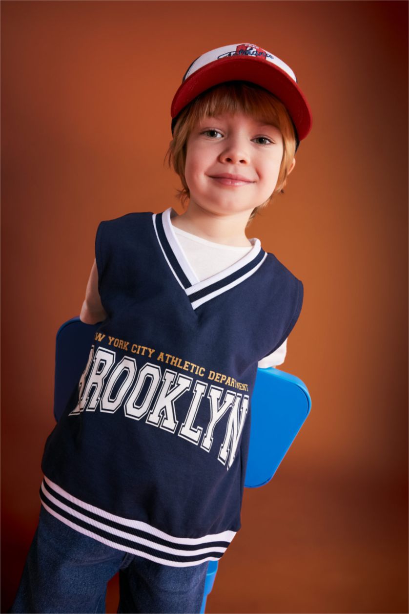 BABY BOY NAVY Baby Boy V-Neck Printed Vest