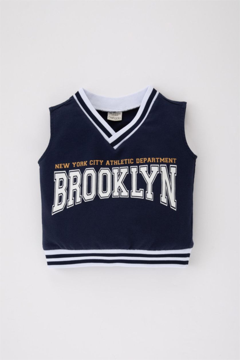 BABY BOY NAVY Baby Boy V-Neck Printed Vest