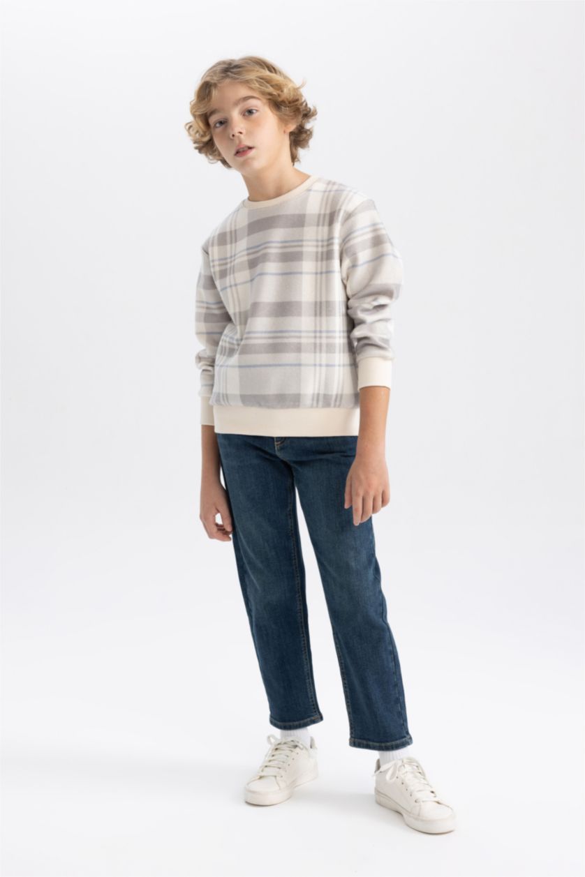 BOYS & TEENS Stone Boy Crew Neck Patterned Sweatshirt