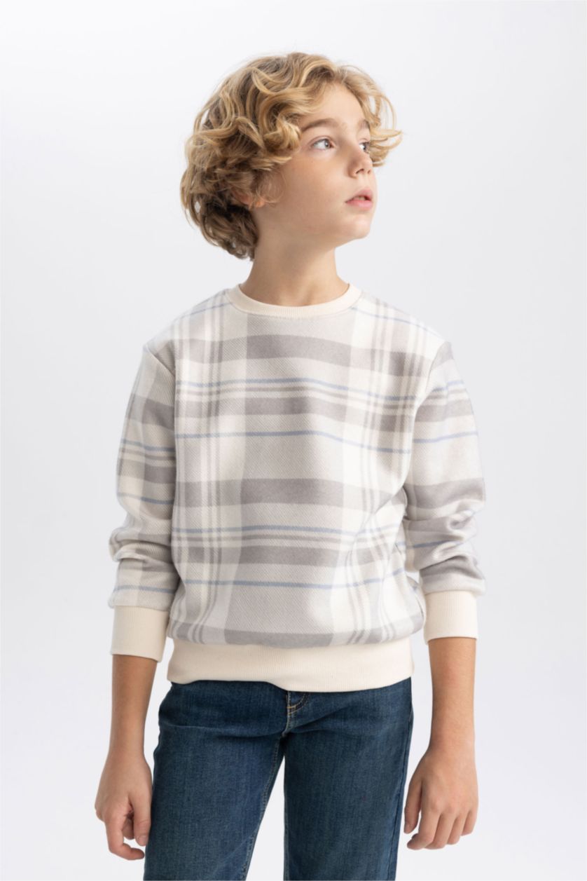 BOYS & TEENS Stone Boy Crew Neck Patterned Sweatshirt