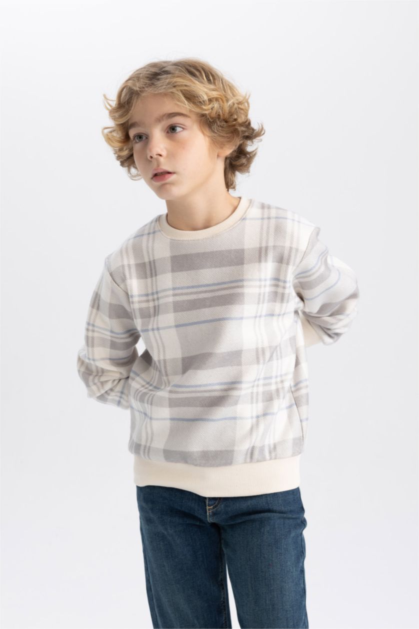 BOYS & TEENS Stone Boy Crew Neck Patterned Sweatshirt