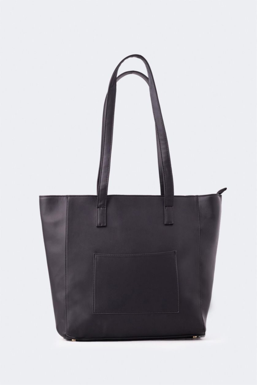 WOMAN Black Faux Leather Shoulder bag