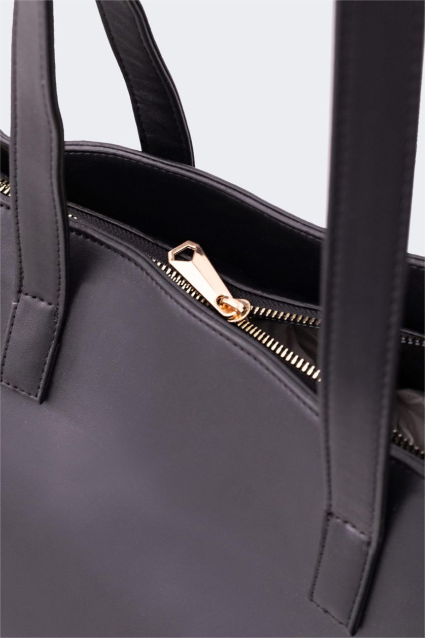 WOMAN Black Faux Leather Shoulder bag