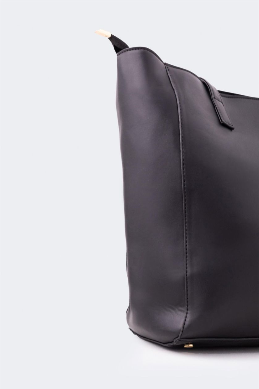 WOMAN Black Faux Leather Shoulder bag