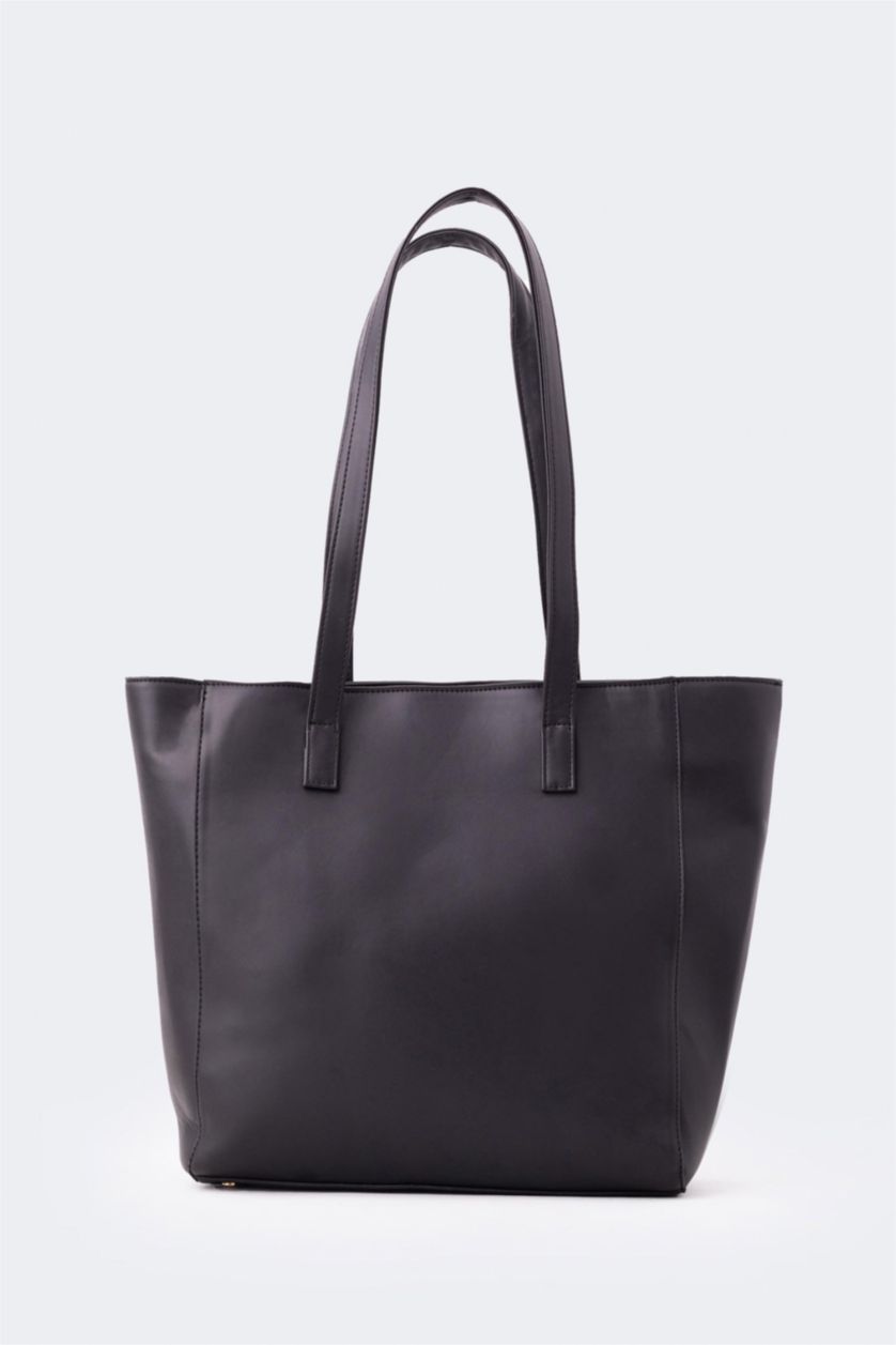 WOMAN Black Faux Leather Shoulder bag