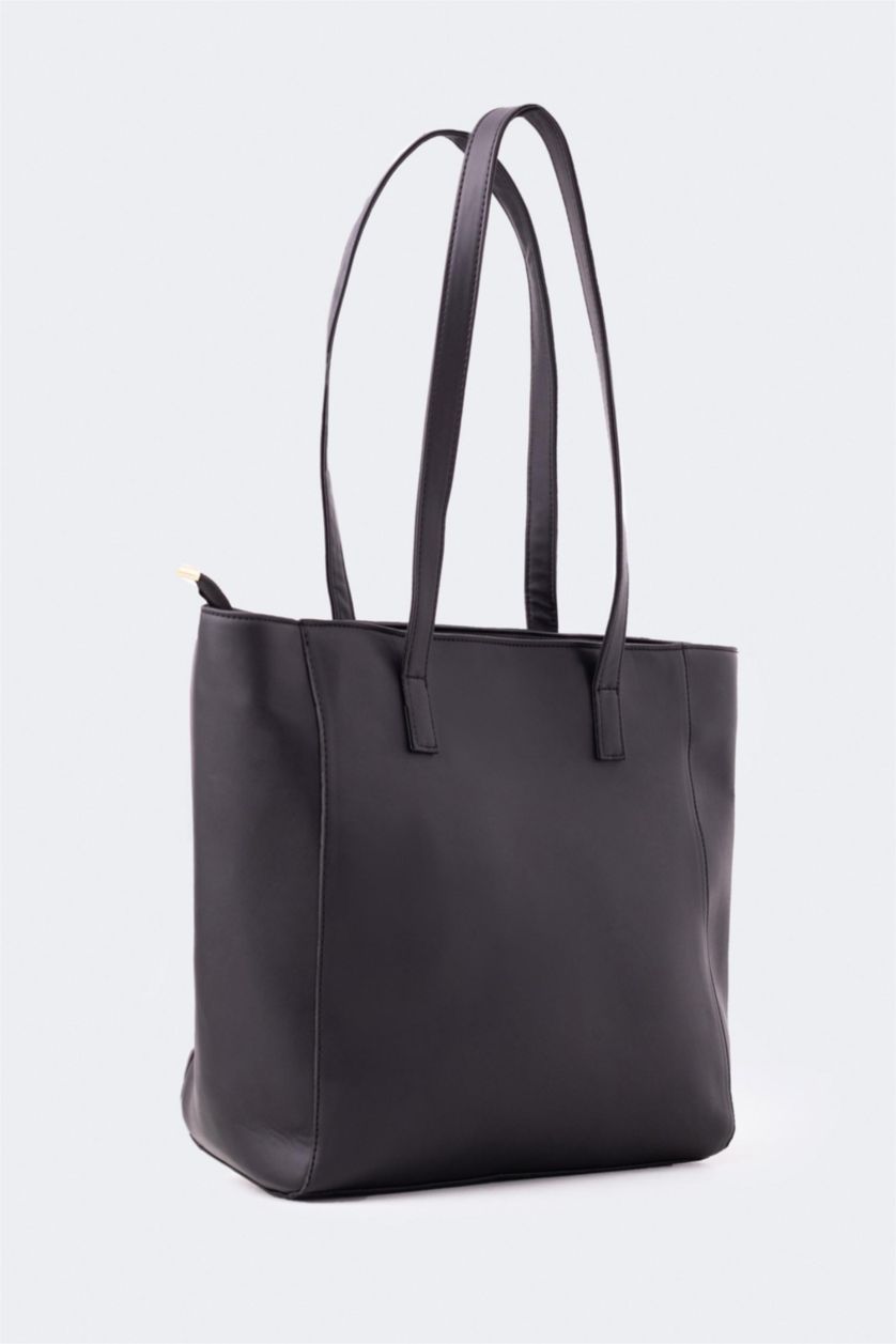 WOMAN Black Faux Leather Shoulder bag
