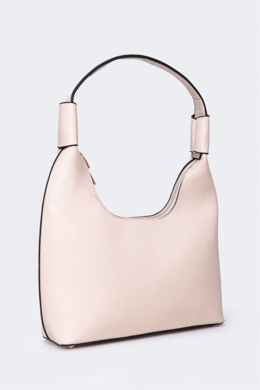 WOMAN Beige Women Faux Leather Shoulder Bag