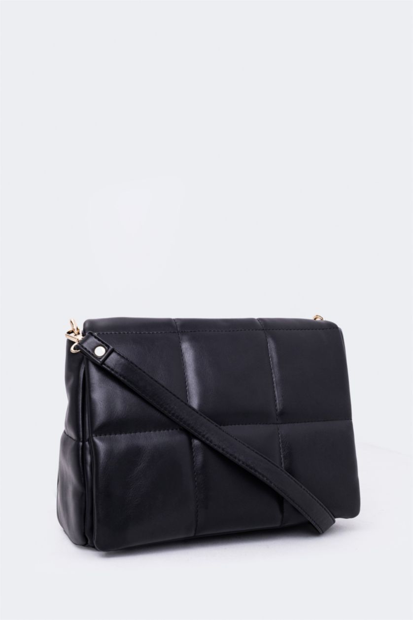 WOMAN Black Faux Leather Shoulder bag