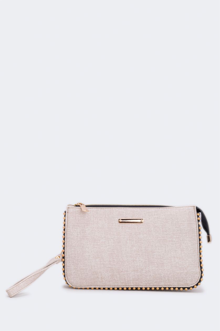 WOMAN Sand Woman Jean Look Staple Detailed Handbag