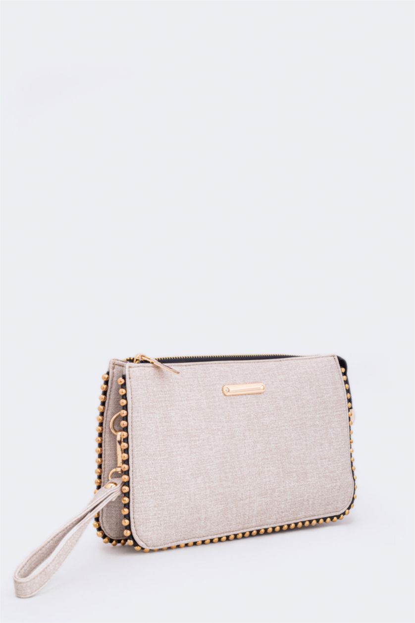 WOMAN Sand Woman Jean Look Staple Detailed Handbag