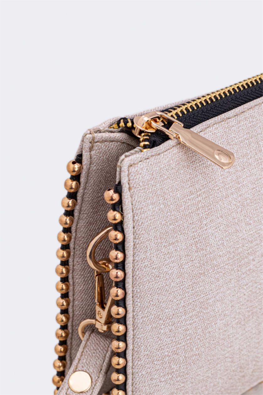 WOMAN Sand Woman Jean Look Staple Detailed Handbag