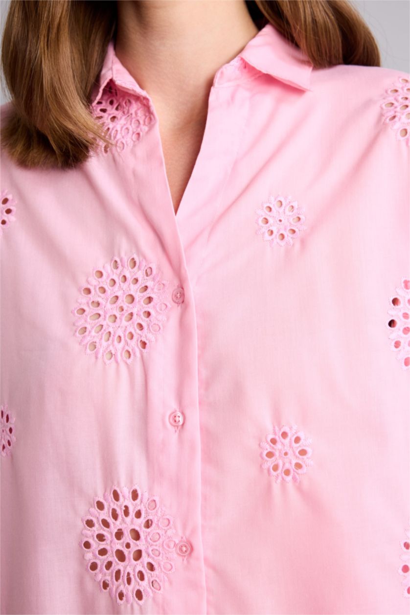 Kadın Pembe Oversize Uzun Kollu Gömlek