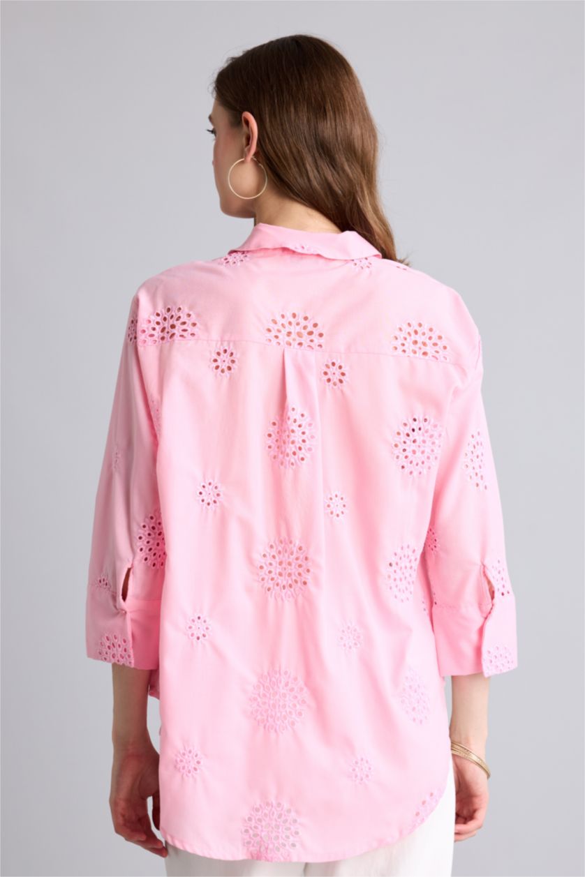 Kadın Pembe Oversize Uzun Kollu Gömlek