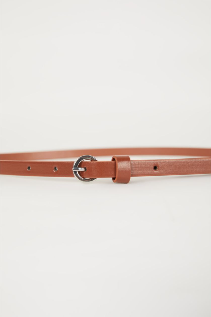 Kadın Karma Kadın Oval Toka Suni Deri 2'li Günlük Kemer