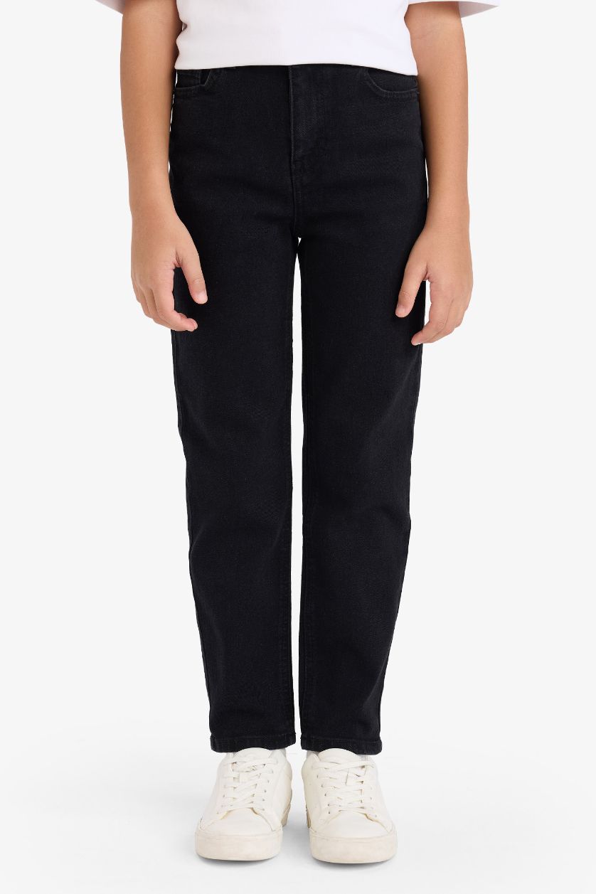 Erkek Çocuk - Genç Erkek Siyah Straight Fit Standart Paça Basic Düz Jean Pantolon Erkek Çocuk