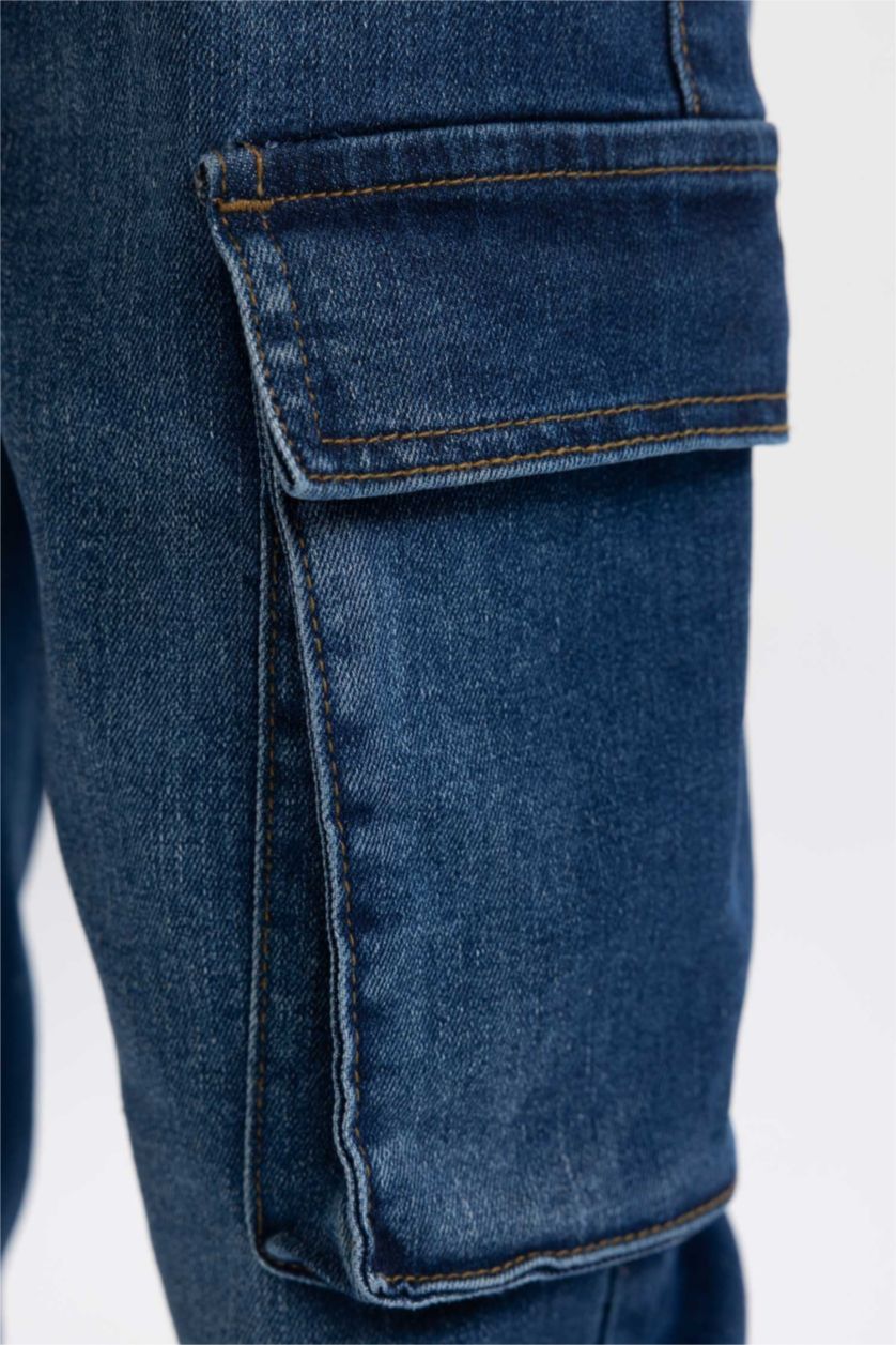 أولادي أزرق بنطلون جينز كارجو اولادي بأستك من تحت بجيب