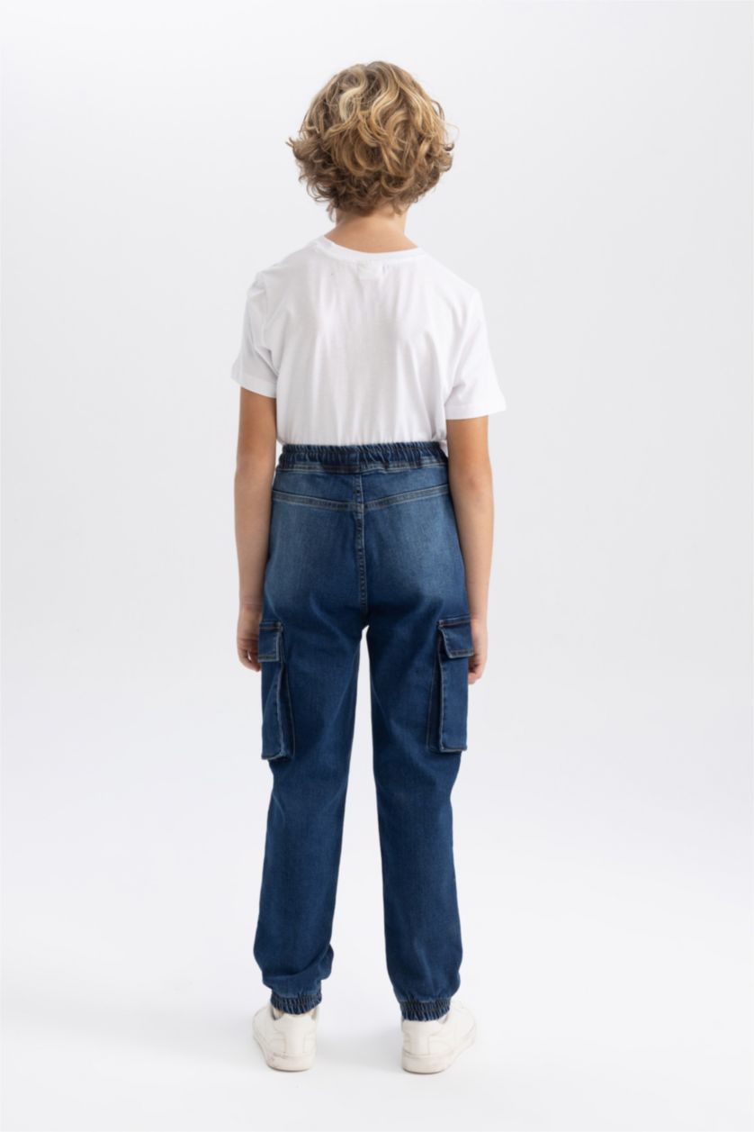 أولادي أزرق بنطلون جينز كارجو اولادي بأستك من تحت بجيب
