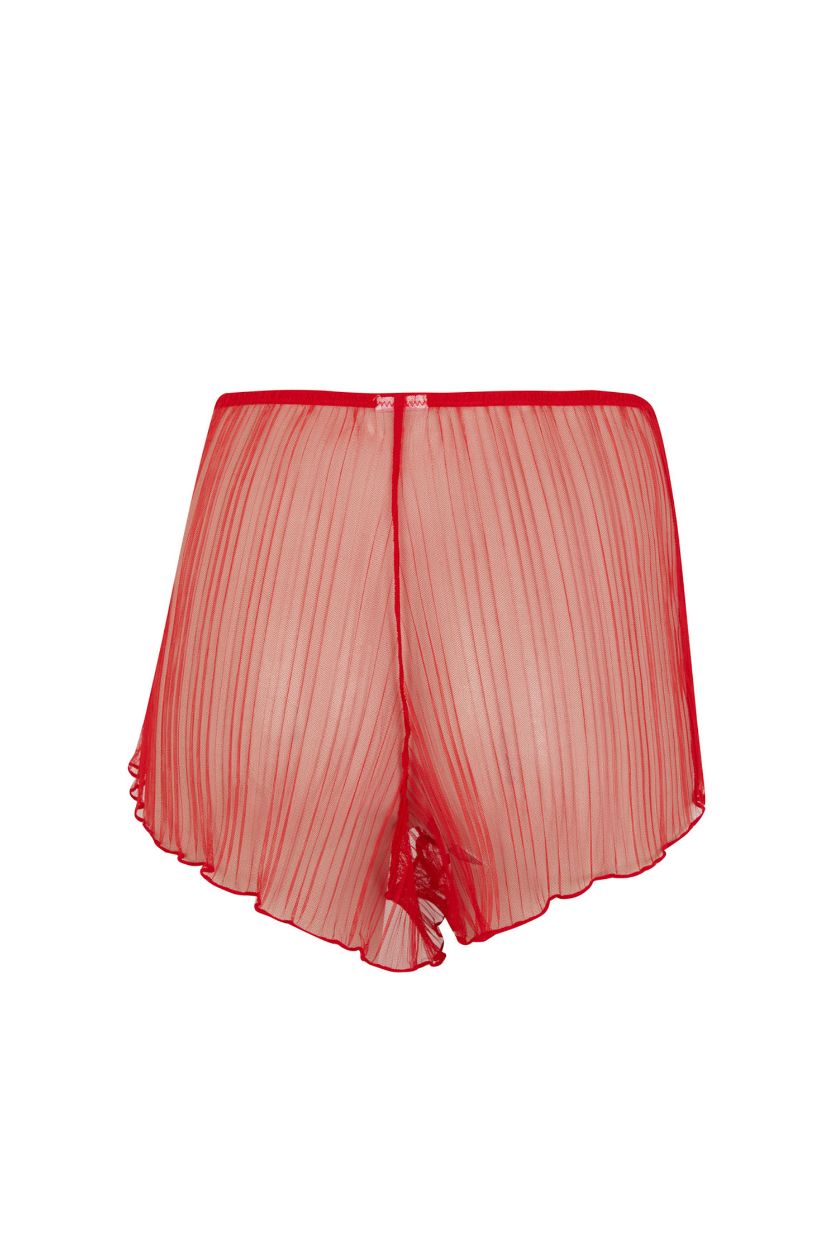 Kadın Kırmızı Dantelli Kırmızı Şort Alt