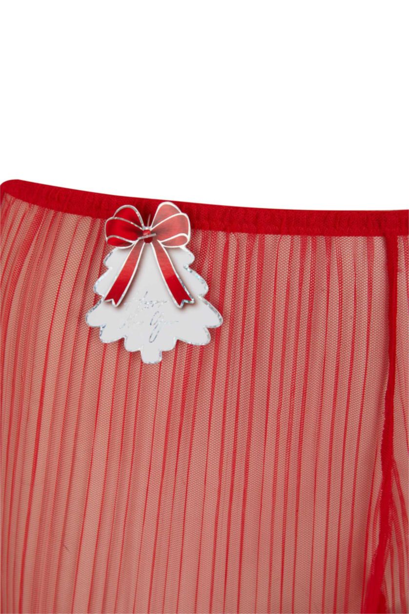 Kadın Kırmızı Dantelli Kırmızı Şort Alt