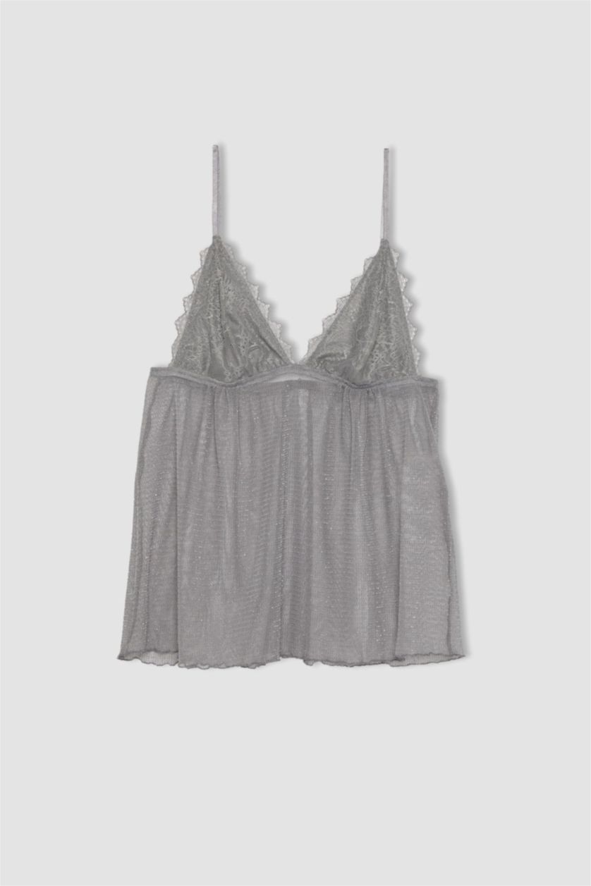 Kadın Gri Triangle Dantel İç Atlet-Fall in Love