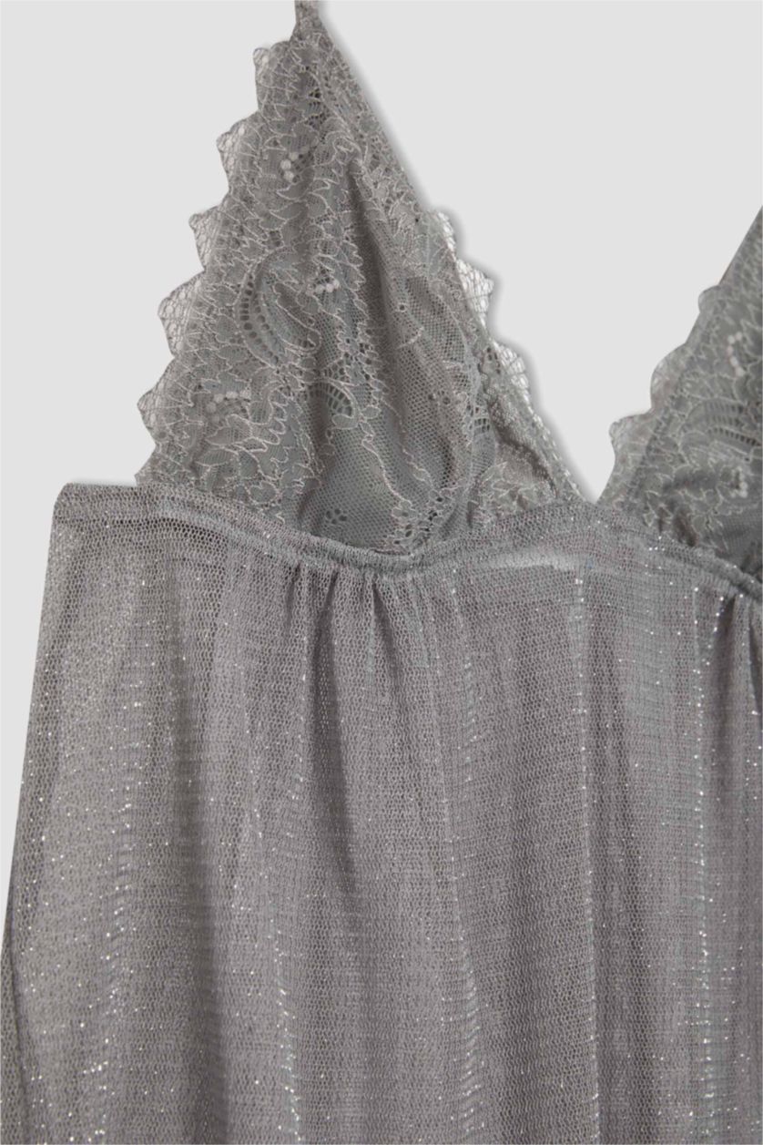 Kadın Gri Triangle Dantel İç Atlet-Fall in Love