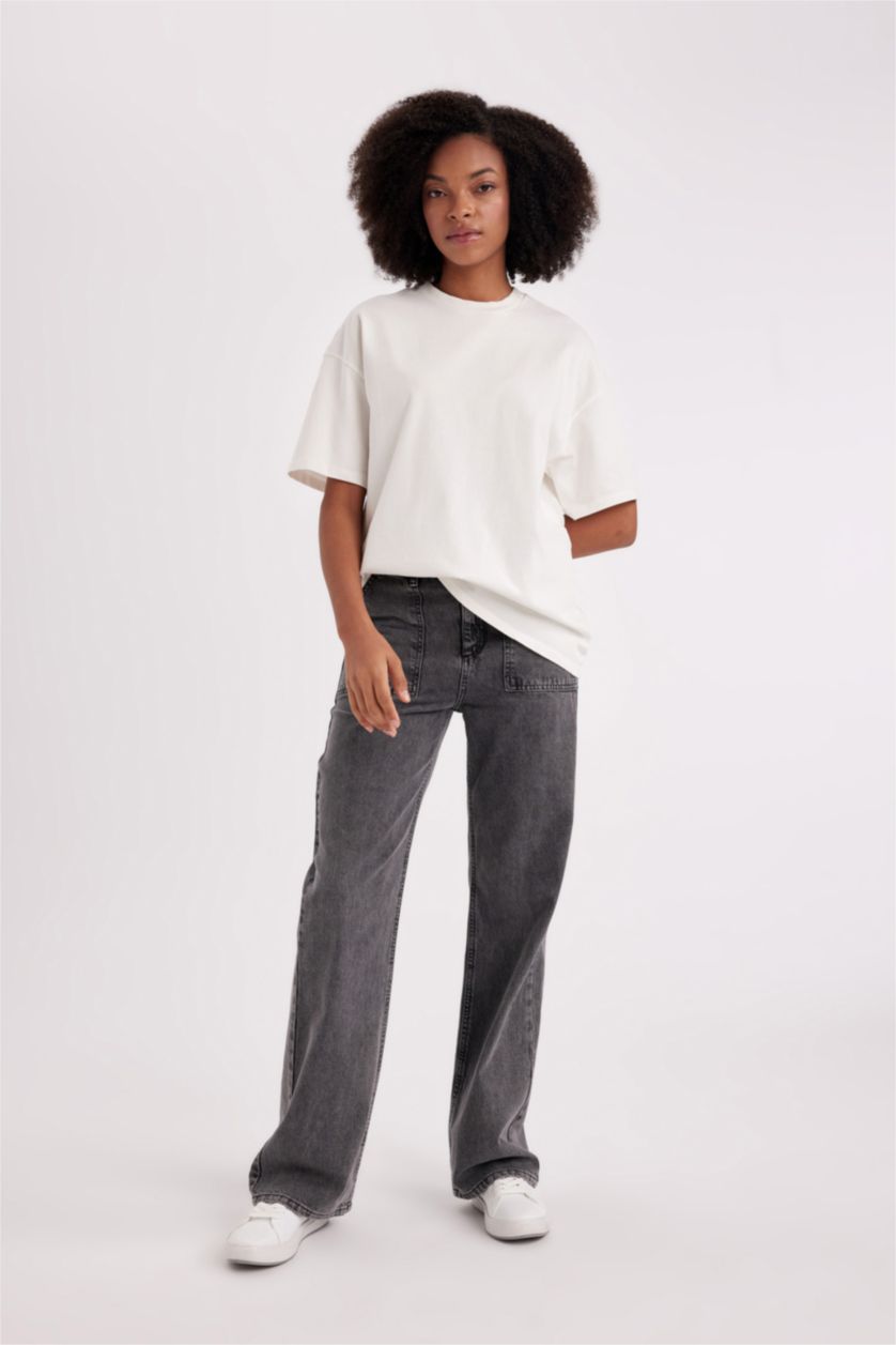 WOMAN Anthracite High Waist Trousers