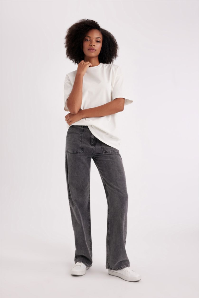 WOMAN Anthracite High Waist Trousers