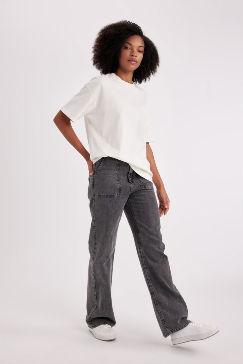 WOMAN Anthracite High Waist Trousers