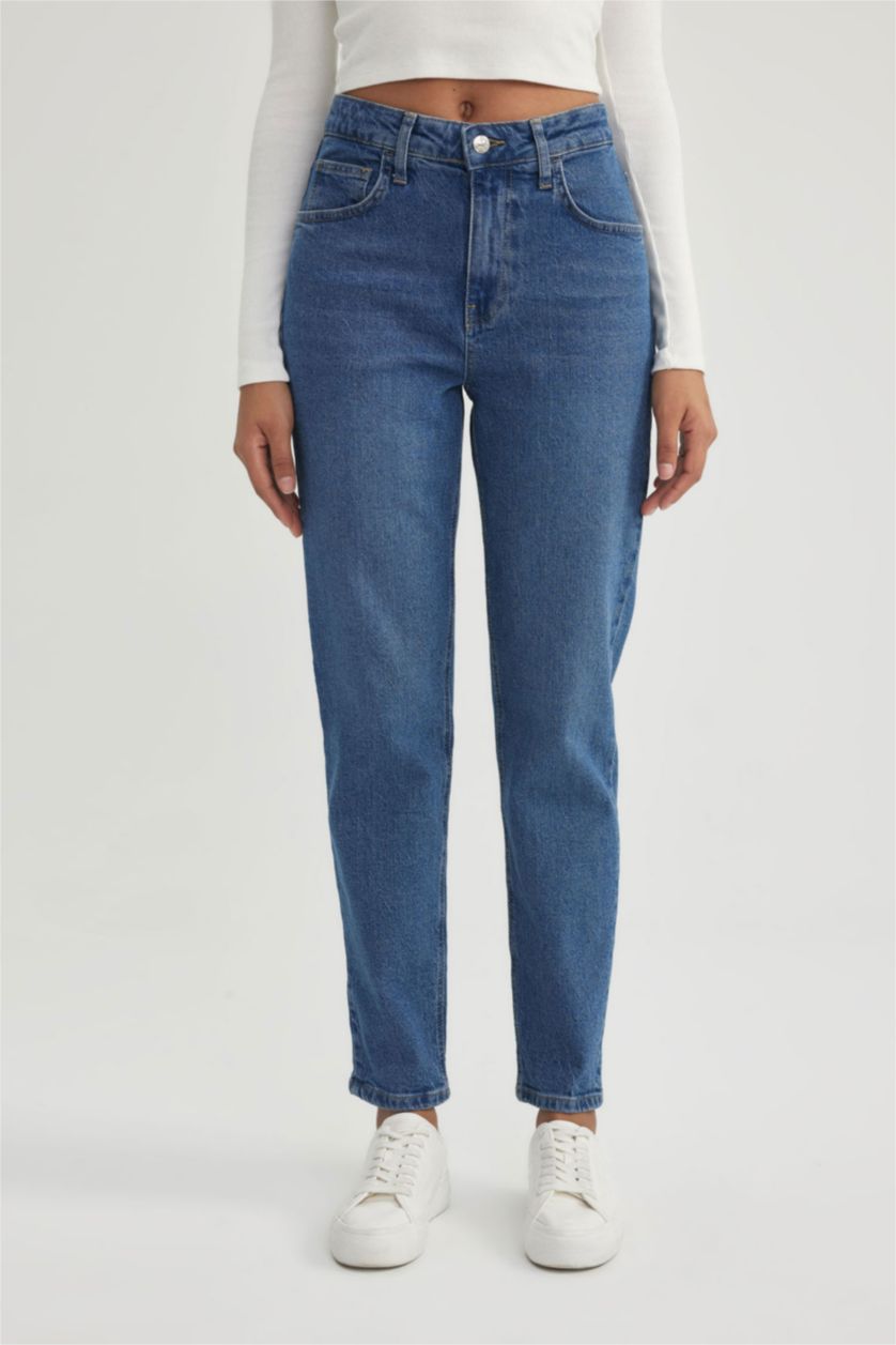 نساء أزرق بنطلون جينز لينا بخصر عالي