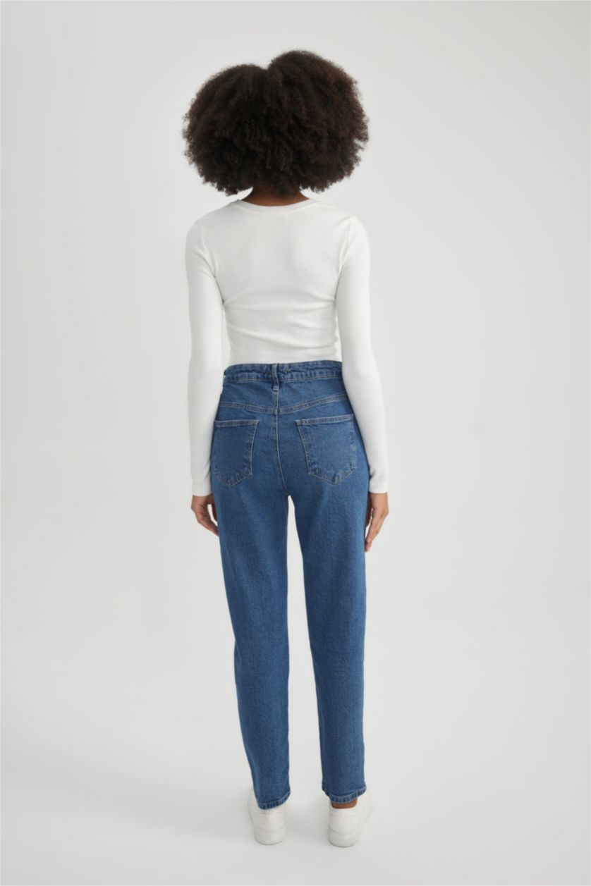 نساء أزرق بنطلون جينز لينا بخصر عالي