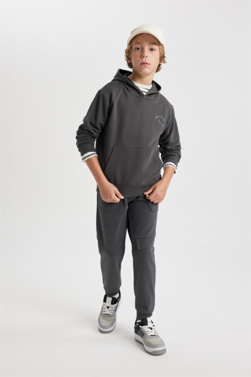 Мальчики и подростки Антрацит Свитшот с капюшоном стандартного кроя для мальчиков