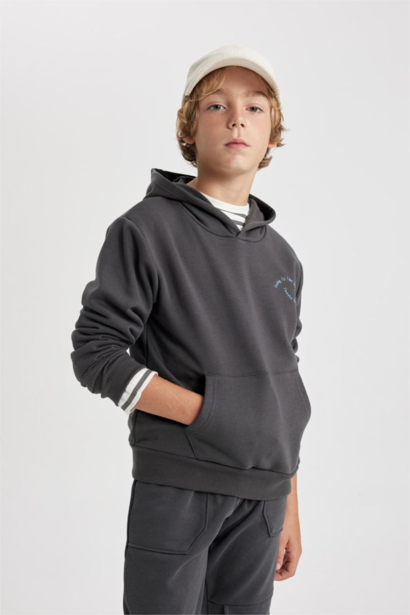 Мальчики и подростки Антрацит Свитшот с капюшоном стандартного кроя для мальчиков
