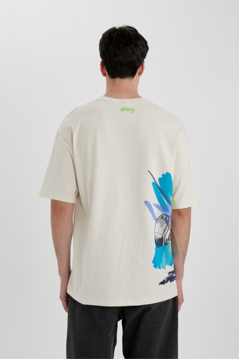 MAN Sand Disney Mickey & Minnie Comfort Regular Fit Relaxed Fit Back Printed T-Shirt