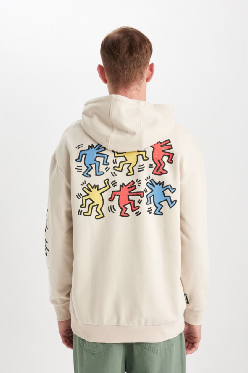 Мужчины Песочный Свитшот квадратного кроя с капюшоном для мужчин