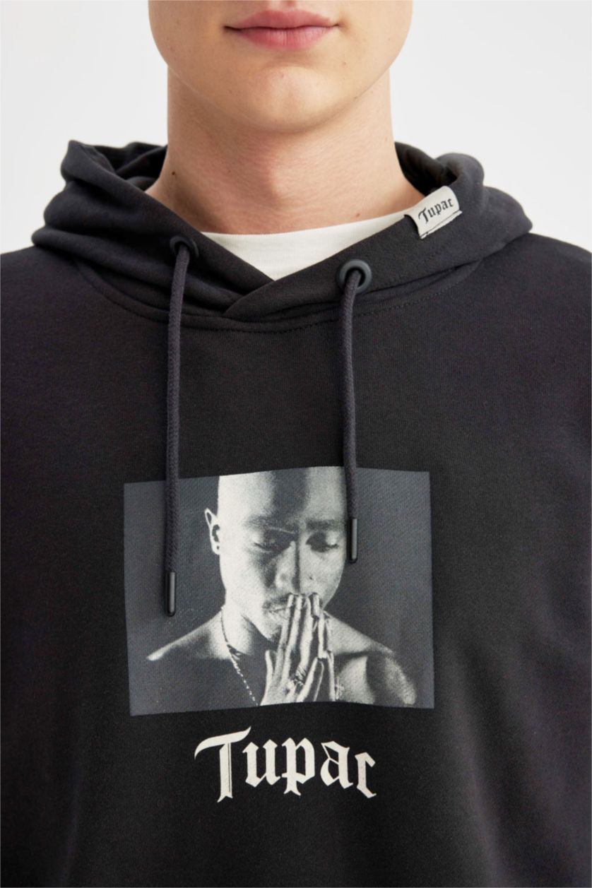 MAN Anthracite Tupac Shakur Boxy Fit Hooded Sweatshirt