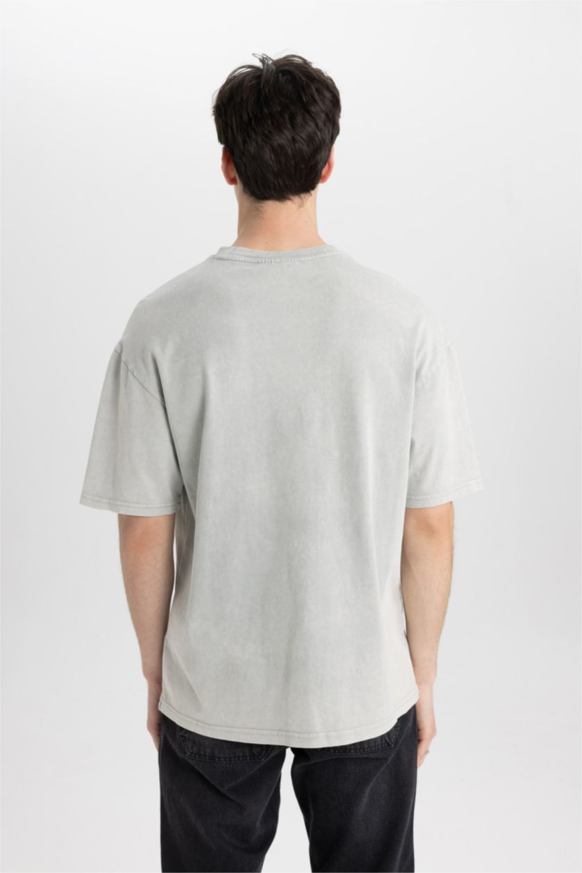 Erkek Açık Gri Rolling Stones Comfort Regular Fit Rahat Kalıp Bisiklet Yaka Kısa Kollu Tişört