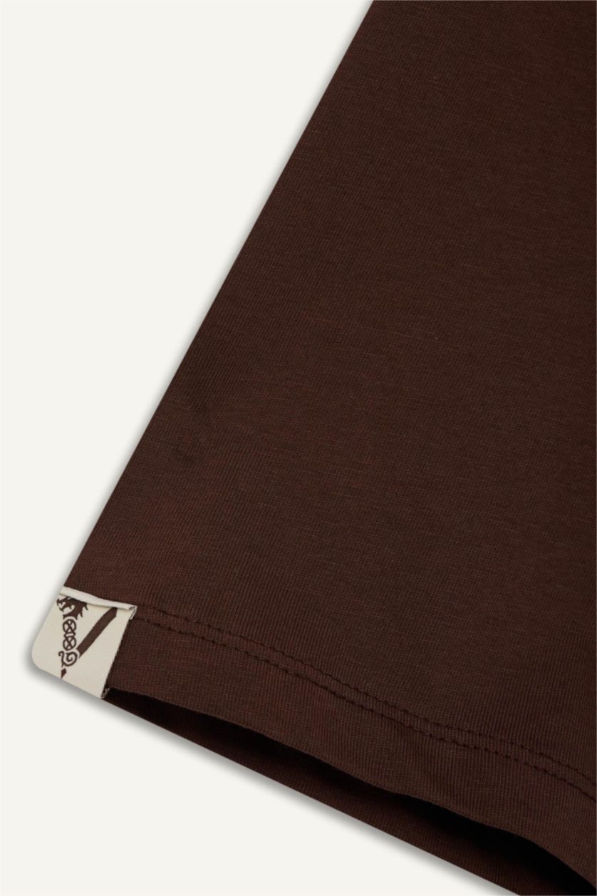 رجالي بني تيشيرت قطن قصة مريحة مطبوع برقبة مستديرة