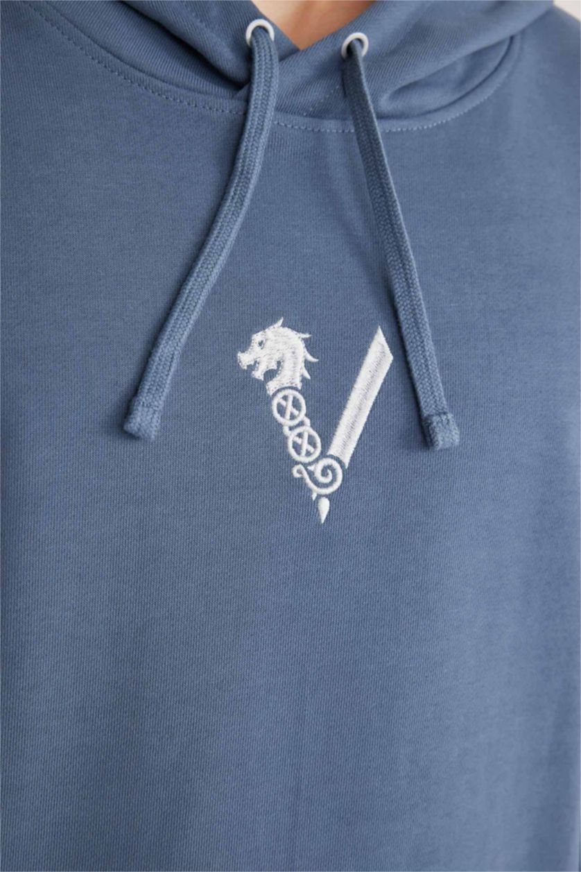 Мужчины Светло-индиговый Свитшот Vikings Valhalla с капюшоном