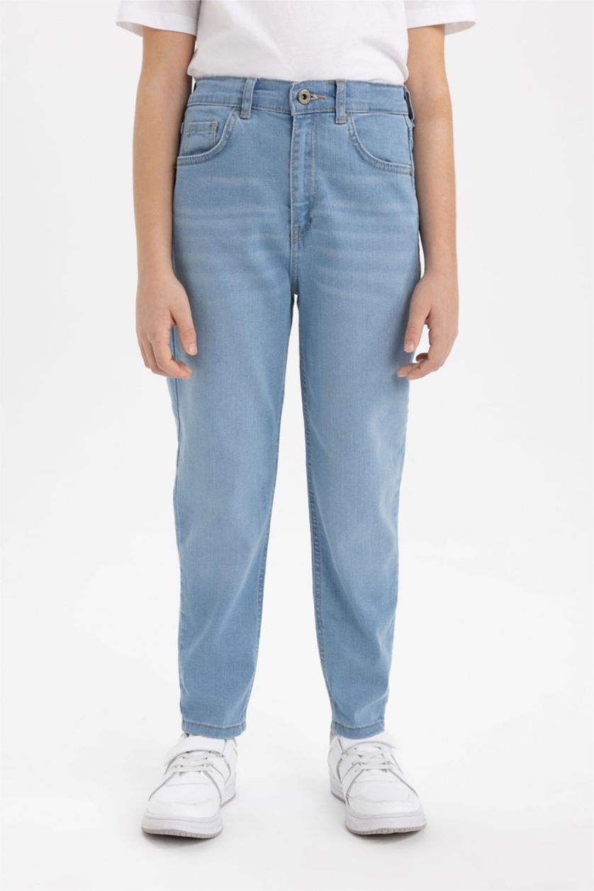 Erkek Çocuk - Genç Erkek Açık Mavi Balloon Fıt Düz Paça Jean Pantolon Erkek Çocuk