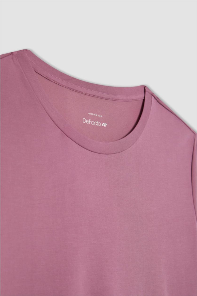 نساء بنفسجي فاتح تي شيرت رياضي بريميوم اوفر سايز بياقة مستديرة من DeFactoFit