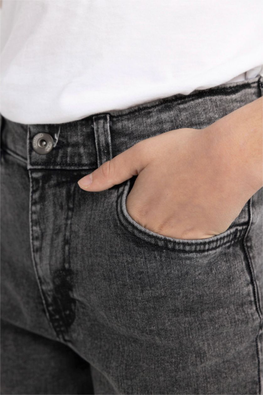 Erkek Çocuk - Genç Erkek Antrasit Straıght Fıt Yırtık Detaylı Düz Paça Jean Pantolon Erkek Çocuk