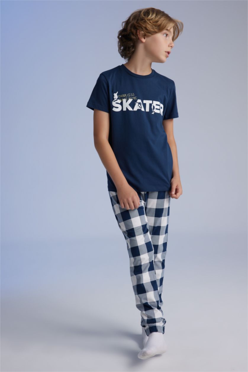 BOYS & TEENS Indigo Boy Printed Short Sleeve 2 Piece Pajama Set