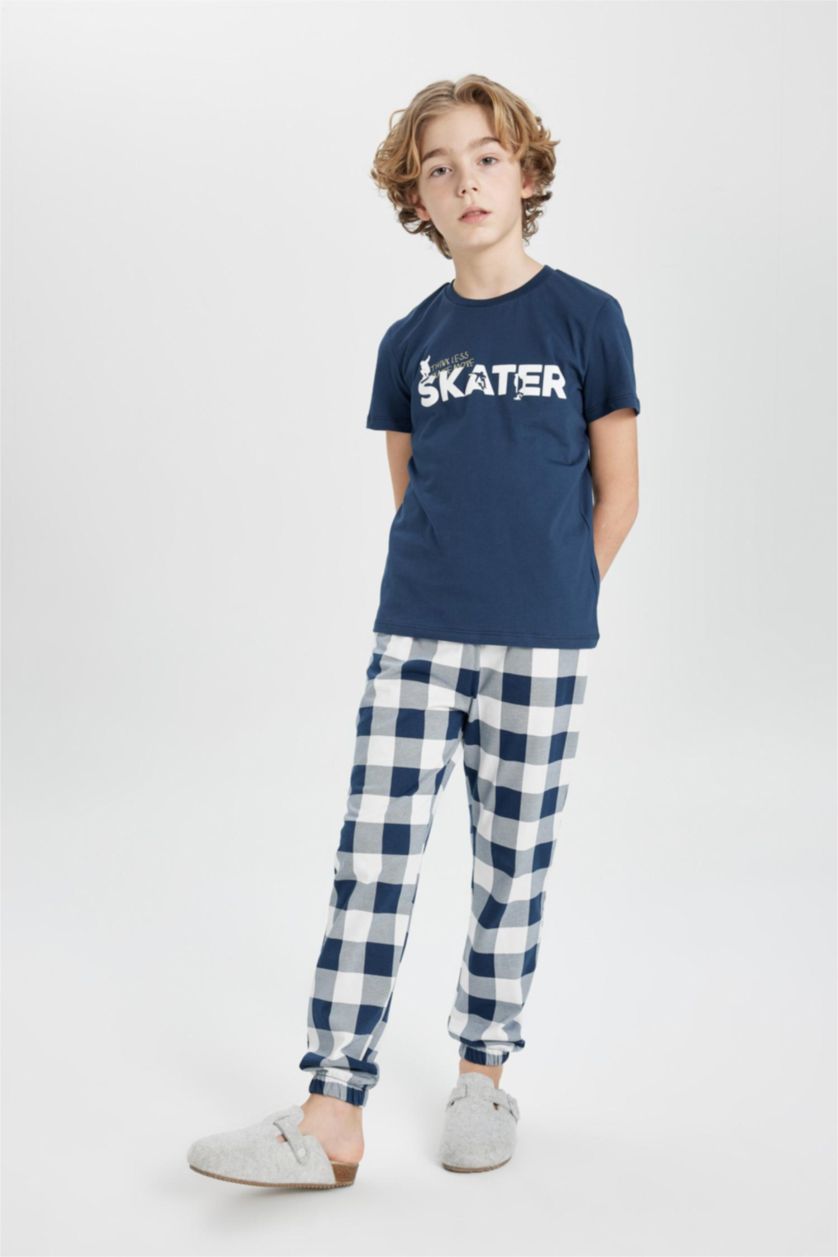 BOYS & TEENS Indigo Boy Printed Short Sleeve 2 Piece Pajama Set
