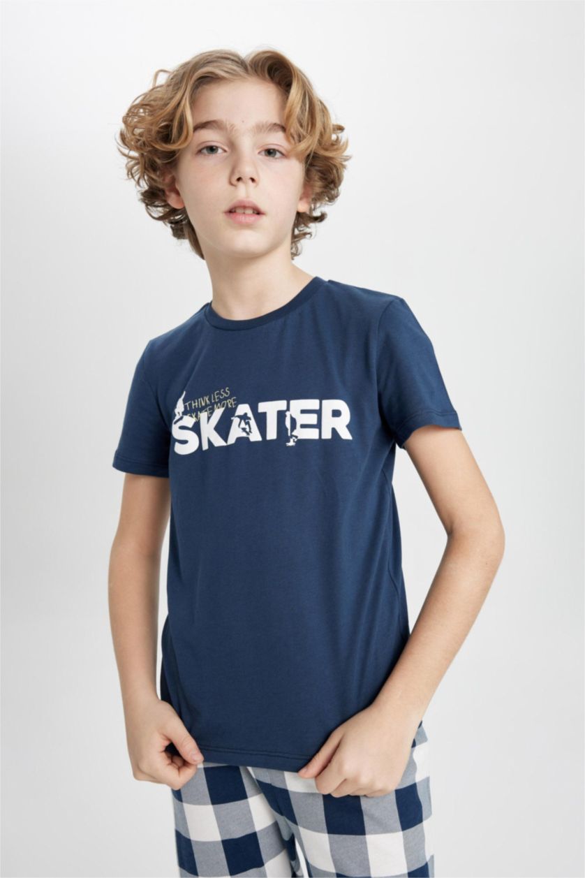 BOYS & TEENS Indigo Boy Printed Short Sleeve 2 Piece Pajama Set